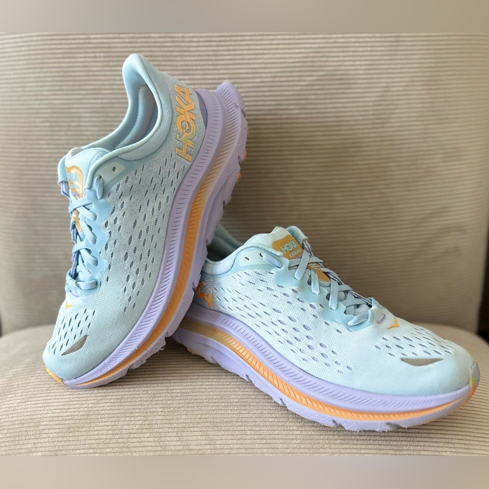Hoka Women's Light Blue Lavender and Peach Athletic Running Shoes